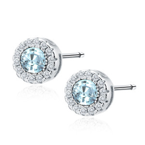 Cercei argint cu piatra bleu DiAmanti Z1128E_AQ-DIA (Argint 925‰ 1,4 g.)